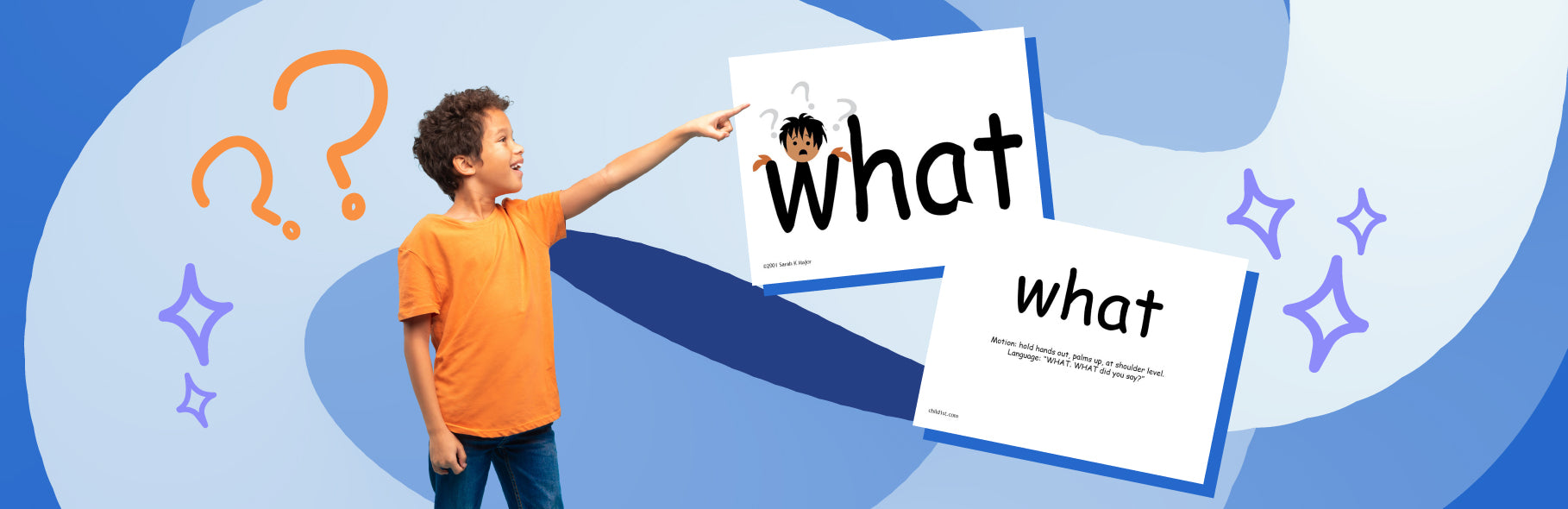 Blog banner with a a boy pointing at SnapWords