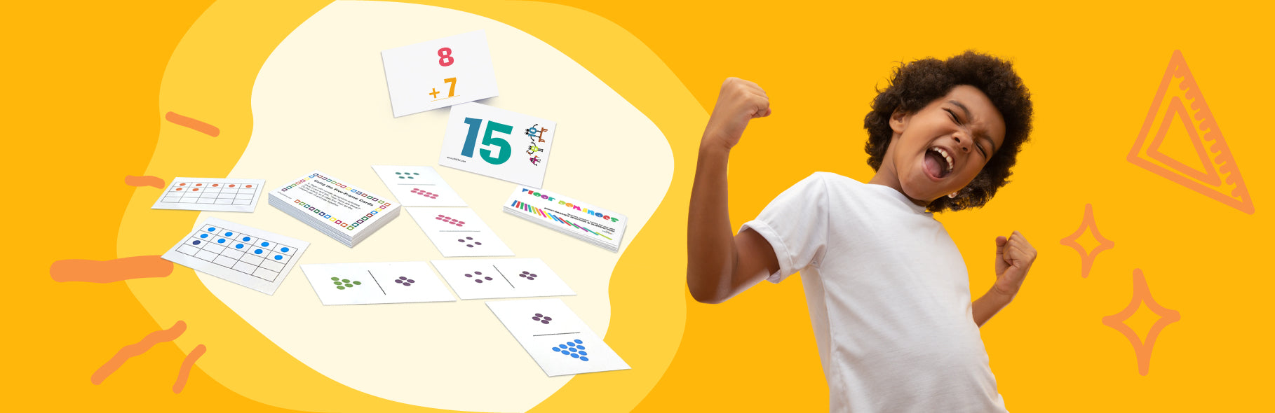 Banner showing kid with math games