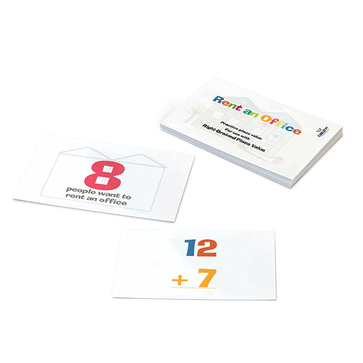 Rent an Office math flashcards with arithmetic problems for teaching addition and number concepts