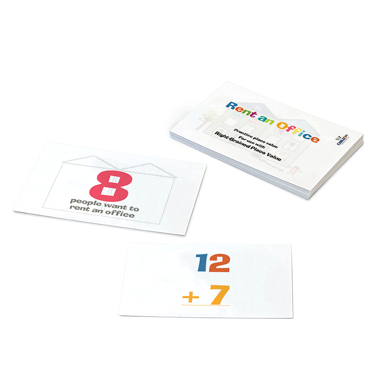 Rent an Office math flashcards with arithmetic problems for teaching addition and number concepts