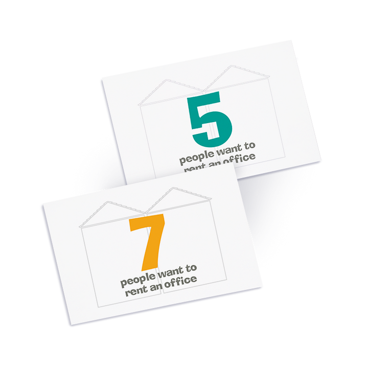 Number cards with 5 and 7 people want to rent an office.