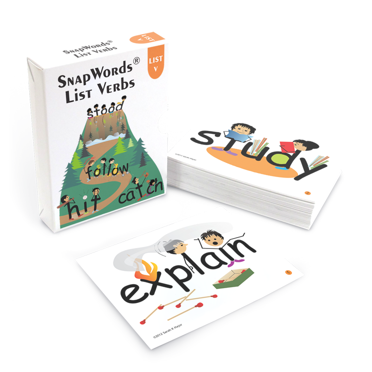 Transparent image of SnapWords® Teaching Cards, ideal for teaching sight words with visual and kinesthetic learning strategies.