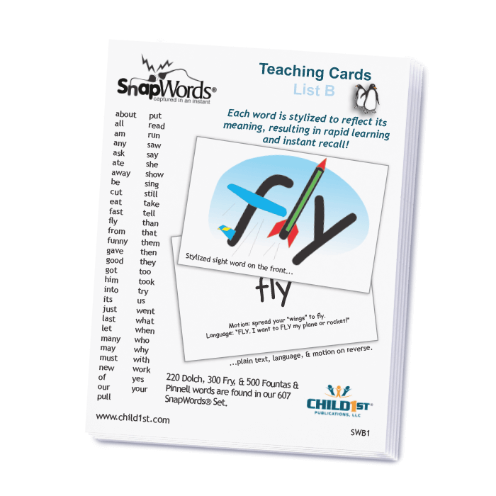 SnapWords List B Teaching Cards