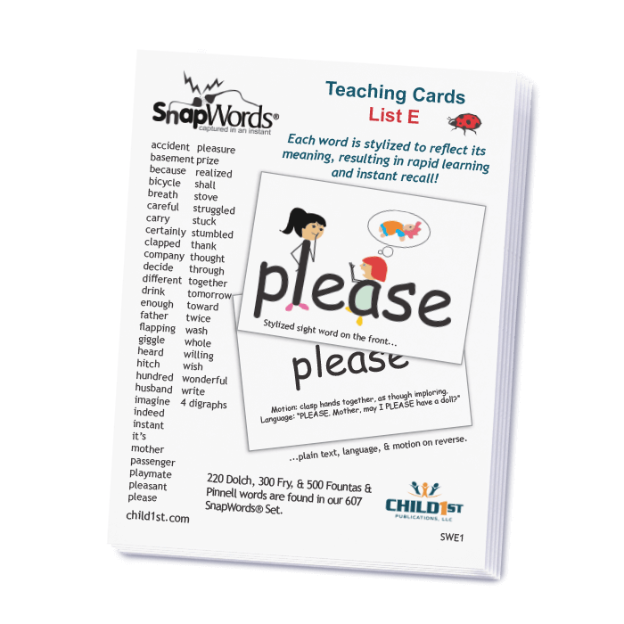 SnapWords® List E Teaching Cards