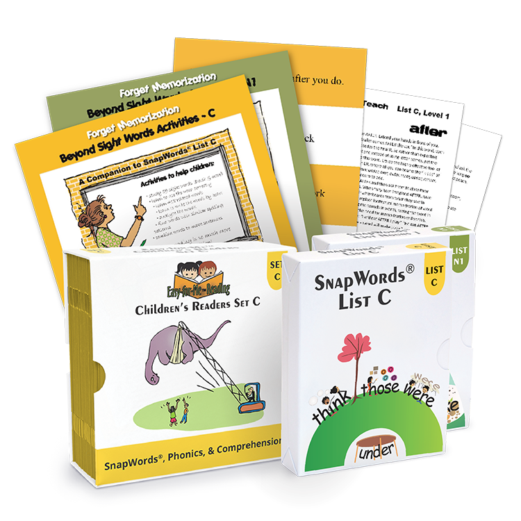 Transparent image of SnapWords® System Kit C, offering a complete multisensory toolset for teaching sight words and enhancing literacy skills.