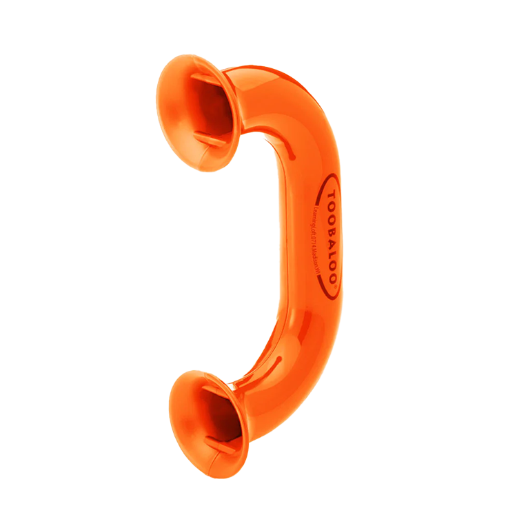 Transparent image of the Toobaloo Reading Fluency Tool in orange, designed to improve reading fluency and comprehension through auditory feedback.