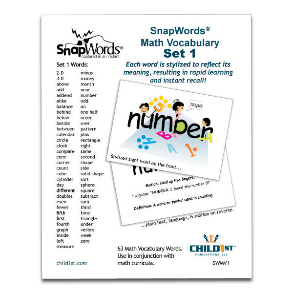 SnapWords® Math Vocabulary Kit - Child1st Publications